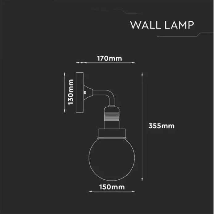 Facade lamp frame for E27 bulb, max 60W, bulb facing down, IP65, V-TAC