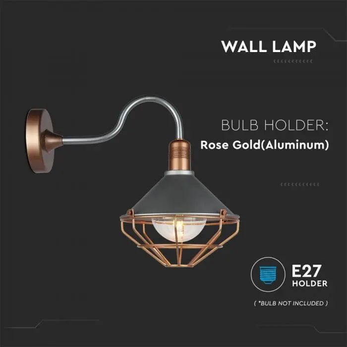 Lampram för fasadlampa för E27-lampa, max 60W, lampan vänd nedåt, Rose Gold, IP65, V-TAC