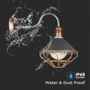 Fasādes lampas karkass E27 spuldzei, max 60W, spuldze vērsta uz leju, Rose Gold, IP65, V-TAC