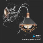 Lampram för fasadlampa för E27-lampa, max 60W, lampan vänd nedåt, Rose Gold, IP65, V-TAC