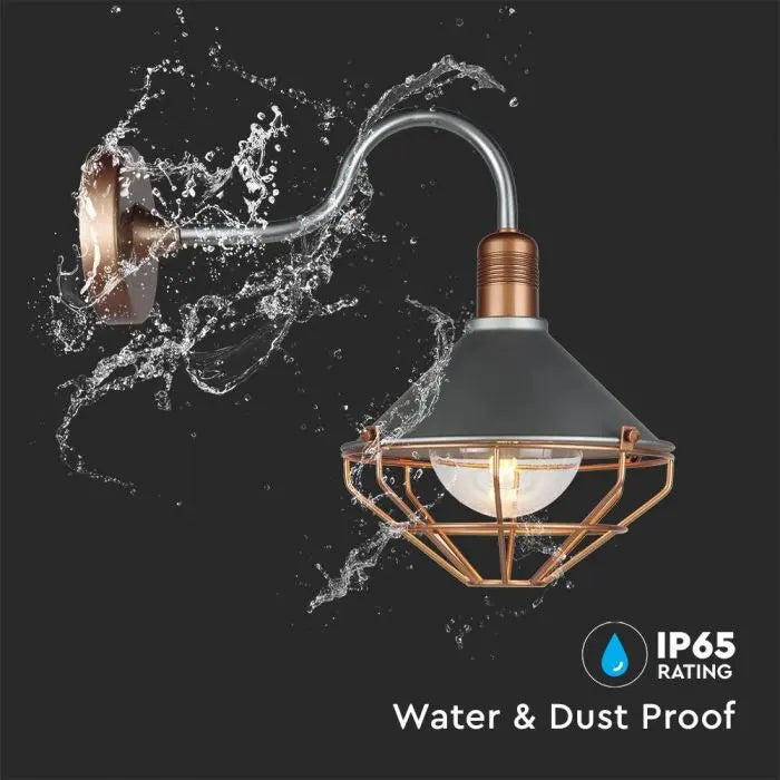 Lampram för fasadlampa för E27-lampa, max 60W, lampan vänd nedåt, Rose Gold, IP65, V-TAC