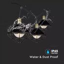 Струна 3 м ''Винтажный дизайн'', для 6 ламп E27, V-TAC, IP65, матовый черный, расстояние между цоколями 0,5 м x6gb, диаметр цоколя 25 см, 8 кг