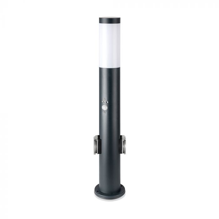 V-TAC Utanpåliggande armatur med 1xE27 LED-lampa (glödlampa ingår ej), IP44, 60cm, max60W, med PIR-sensor och sockel, grå