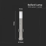 V-TAC pinnapealne valgusti 1xE27 LED-pirniga (pirn ei kuulu komplekti), PIR-anduriga ja sokliga, satiinne nikkel, IP44