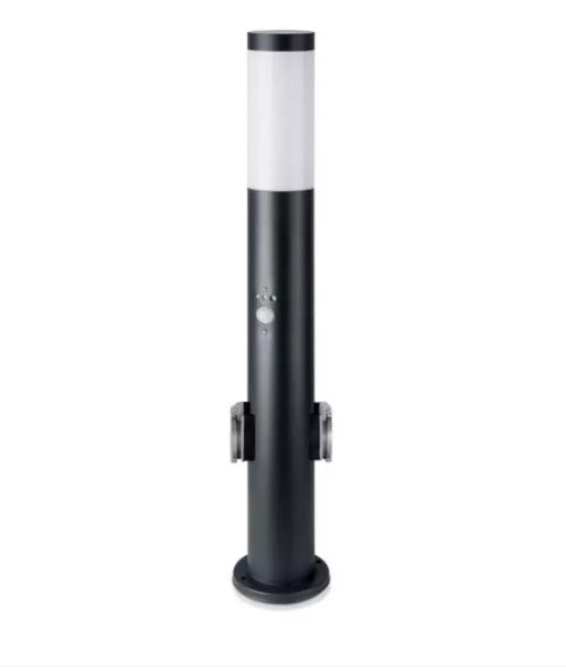 Накладной светильник V-TAC, совместимый с E27, IP44, 60 см, макс. мощность 60 Вт, с PIR-датчиком и розеткой, черный