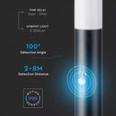 V-TAC pinnapealne valgusti, E27 ühilduv, IP44, 60cm, max60W, PIR-anduriga ja pistikupesaga, must