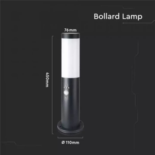 V-TAC utanpåliggande armaturram med rörelsesensor, med 1xE27 LED-lampa (glödlampa ingår ej), svart, IP44