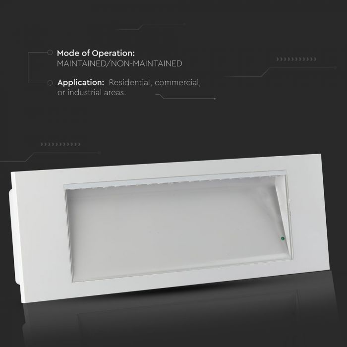 3.8W(110Lm) LED AVĀRIJAS izeja, V-TAC SAMSUNG, IP20 auksti balta gaisma 6000K