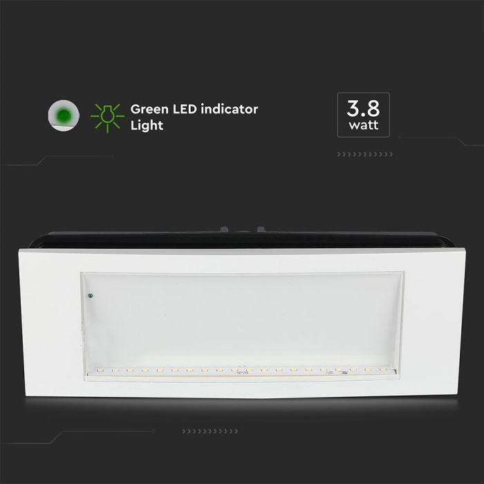 3.8W(110Lm) LED AVĀRIJAS izeja, V-TAC SAMSUNG, IP20 auksti balta gaisma 6000K