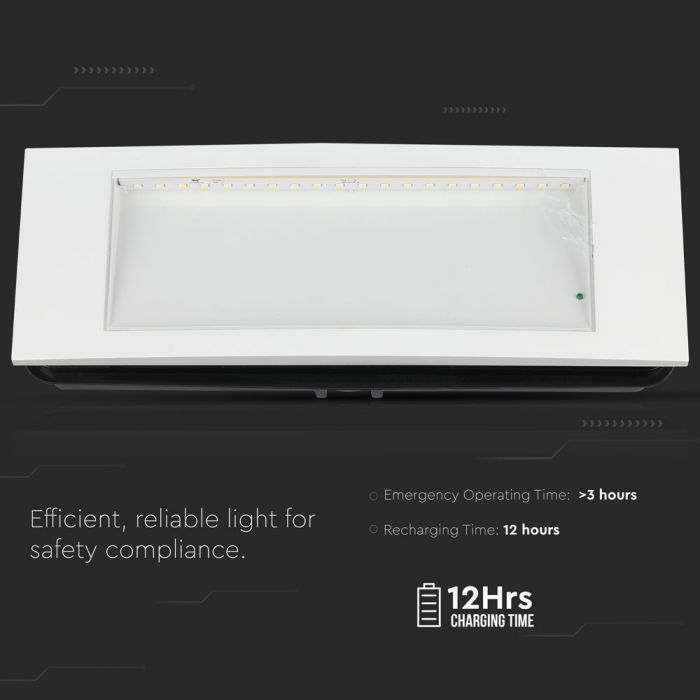 3.8W(110Lm) LED AVĀRIJAS izeja, V-TAC SAMSUNG, IP20 auksti balta gaisma 6000K