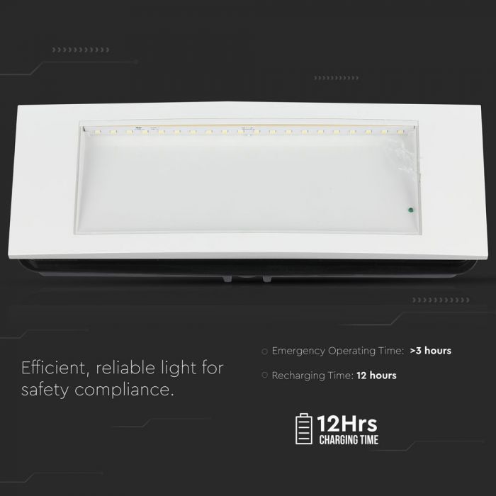 3.8W(110Lm) LED EMERGENCY exit, V-TAC SAMSUNG, IP20 cold white light 6000K