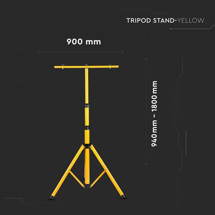 Valgusti statiiv 150 cm, 10-50W kohtvalgustid, kollane, V-TAC