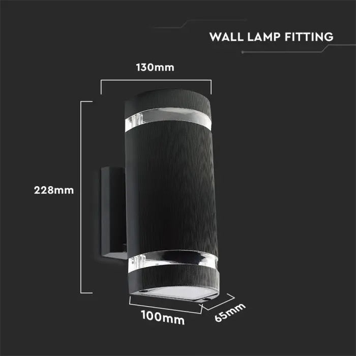 V-TAC LED-armatur med 2xE27 LED-glödlampor (glödlampor ingår ej), svart, IP44