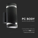 V-TAC LED-armatur med 2xE27 LED-glödlampor (glödlampor ingår ej), svart, IP44