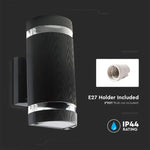 V-TAC LED-armatur med 2xE27 LED-glödlampor (glödlampor ingår ej), svart, IP44