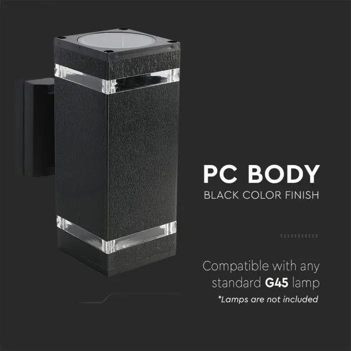 V-TAC LED-valgusti 2xE27 LED-pirnidega (pirnid ei kuulu komplekti), must, IP44