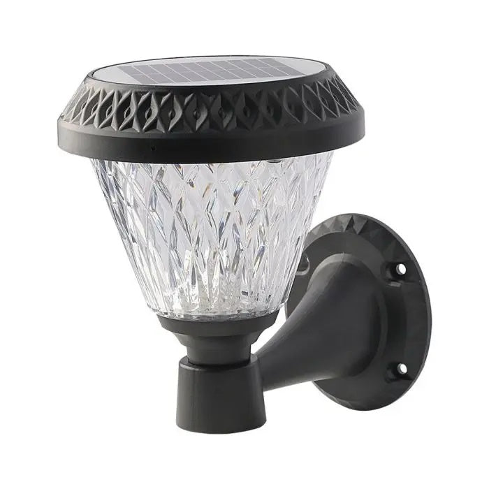 0.8W(75Lm) LED Solārais Fasādes gaismeklis ar tālvadības pulti, V-TAC, IP44, RF, CCT, 3IN1, melns