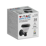 0.8W(75Lm) LED Solārais Fasādes gaismeklis ar tālvadības pulti, V-TAC, IP44, RF, CCT, 3IN1, melns