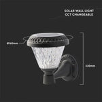 0.8W(75Lm) LED Solārais Fasādes gaismeklis ar tālvadības pulti, V-TAC, IP44, RF, CCT, 3IN1, melns