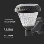 0.8W(75Lm) LED Solārais Fasādes gaismeklis ar tālvadības pulti, V-TAC, IP44, RF, CCT, 3IN1, melns