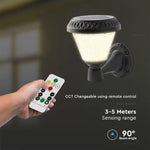 0.8W(75Lm) LED Solārais Fasādes gaismeklis ar tālvadības pulti, V-TAC, IP44, RF, CCT, 3IN1, melns