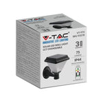 0.8W(75Lm) LED Solārais Fasādes gaismeklis ar tālvadības pulti, V-TAC, IP44, RF, CCT, 3IN1, melns