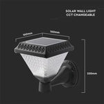 0.8W(75Lm) LED Solārais Fasādes gaismeklis ar tālvadības pulti, V-TAC, IP44, RF, CCT, 3IN1, melns