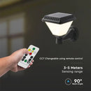 0.8W(75Lm) LED Solar Front Luminaire with remote control, V-TAC, IP44, RF, CCT, 3IN1, black