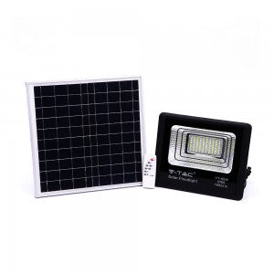 20W(1650Lm) LED Spotlight with solar battery 10000mAh, V-TAC, IP65, black body, cold white light 6000K