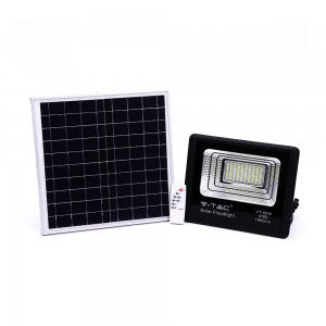20W(1650Lm) светодиодный прожектор с солнечной батареей 10000mAh, V-TAC, IP65, черный корпус, холодный белый свет 6000K
