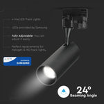 30W(2100Lm) LED sliežu prožektors 3 fāžu, IP20, COB, V-TAC SAMSUNG, silti balta gaisma 3000K