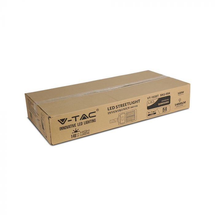 100W (14000Lm) 140Lm/W LED tänavavalgusti, IP65, V-TAC SAMSUNG, klass I, 5 aastat garantiid, jahe valge 5700K