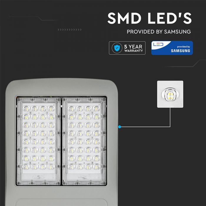 100W (14000Lm) 140Lm/W LED tänavavalgusti, IP65, V-TAC SAMSUNG, klass I, 5 aastat garantiid, jahe valge 5700K