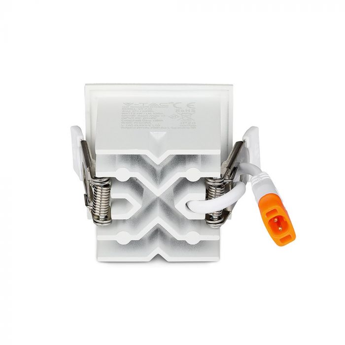 4W(320Lm) LED iebūvējams reflektora tipa kvadrāta formas gaismeklis, regulējams leņķis 12°, V-TAC SAMSUNG, IP20, garantija 5 gadi, auksti balta gaisma 5700K