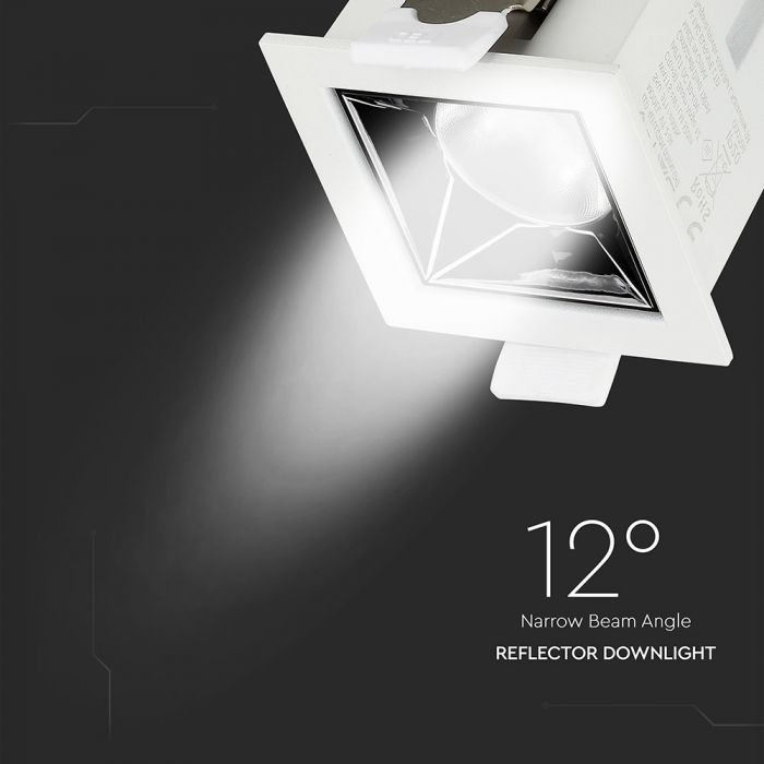 4W(320Lm) LED iebūvējams reflektora tipa kvadrāta formas gaismeklis, regulējams leņķis 12°, V-TAC SAMSUNG, IP20, garantija 5 gadi, auksti balta gaisma 5700K