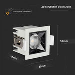 4W(320Lm) LED iebūvējams reflektora tipa kvadrāta formas gaismeklis, regulējams leņķis 12°, V-TAC SAMSUNG, IP20, garantija 5 gadi, auksti balta gaisma 5700K