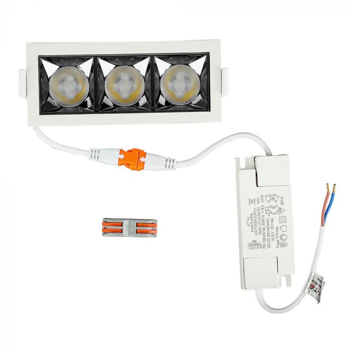 12W (960Lm) LED infälld reflektorarmatur fyrkantig, justerbar vinkel 12°, V-TAC SAMSUNG, IP20, 5 års garanti, kallvit 5700K