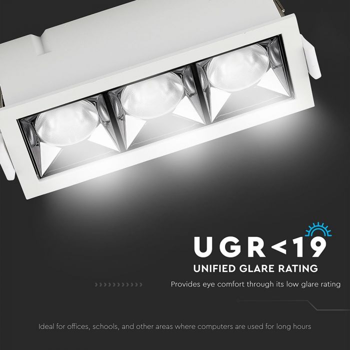 12W(960Lm) LED встраиваемый светильник с отражателем квадратный, регулируемый угол 12°, V-TAC SAMSUNG, IP20, гарантия 5 лет, холодный белый 5700K
