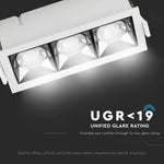 12W (960Lm) LED infälld reflektorarmatur fyrkantig, justerbar vinkel 12°, V-TAC SAMSUNG, IP20, 5 års garanti, kallvit 5700K