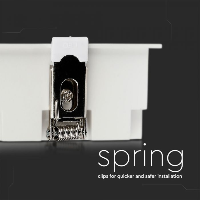 16W(1280Lm) LED iebūvējams reflektora tipa kvadrāta formas gaismeklis, regulējams leņķis 12°, V-TAC SAMSUNG, IP20, garantija 5 gadi, auksti balta gaisma 5700K