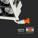 16W(1280Lm) LED iebūvējams reflektora tipa kvadrāta formas gaismeklis, regulējams leņķis 12°, V-TAC SAMSUNG, IP20, garantija 5 gadi, neitrāli balta gaisma 4000K