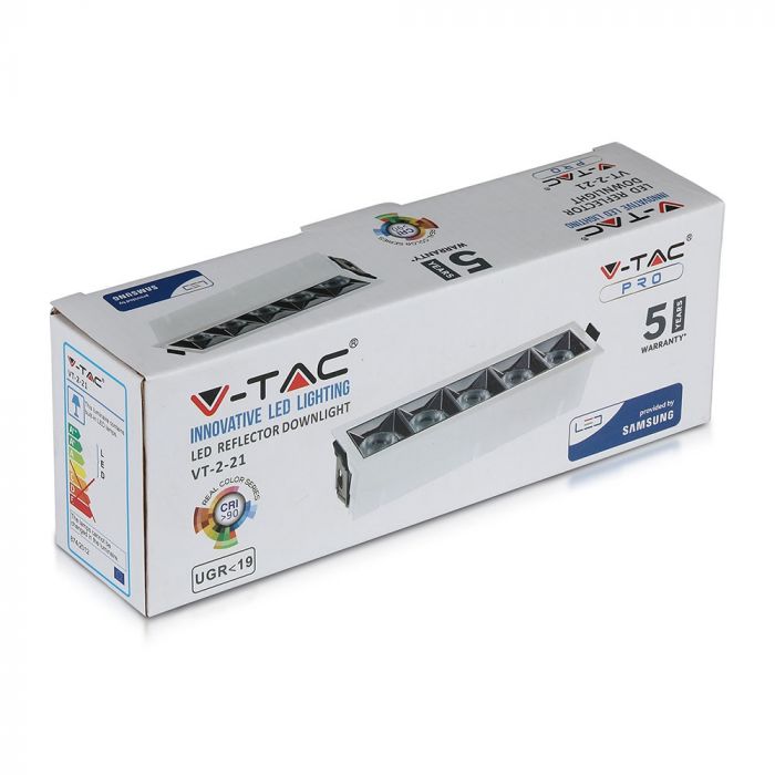 20W (1600Lm) LED sisseehitatud helkurvalgusti ruudukujuline, reguleeritava nurga all 12°, V-TAC SAMSUNG, IP20, 5 aastat garantiid, soe valge valgus 2700K
