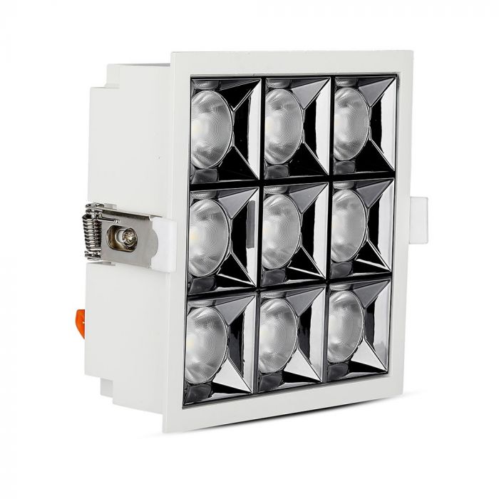 36W(2800Lm) LED iebūvējams reflektora tipa kvadrāta formas gaismeklis, regulējams leņķis 12°, V-TAC SAMSUNG, IP20, garantija 5 gadi, neitrāli balta gaisma 4000K
