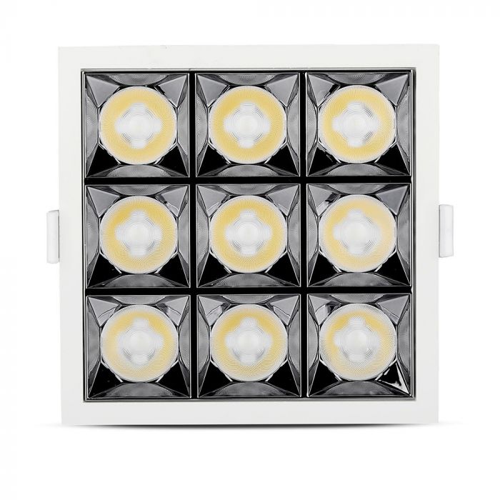 36W(2800Lm) LED iebūvējams reflektora tipa kvadrāta formas gaismeklis, regulējams leņķis 12°, V-TAC SAMSUNG, IP20, garantija 5 gadi, neitrāli balta gaisma 4000K