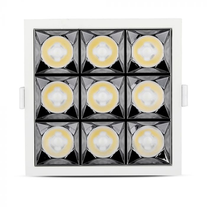 36W (2800Lm) LED sisseehitatud reflektorvalgusti ruudukujuline, reguleeritav nurk 12°, V-TAC SAMSUNG, IP20, 5 aasta garantii, soe valge valgus 2700K