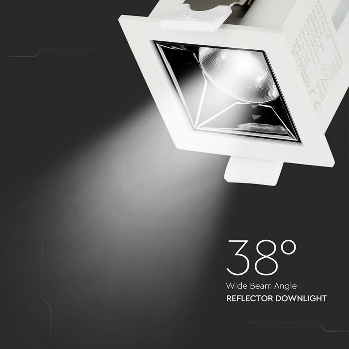4W (320Lm) LED süvistatav reflektorvalgusti ruudukujuline, reguleeritav nurk 36°, V-TAC SAMSUNG, IP20, 5 aasta garantii, jahe valge 5700K