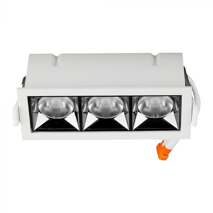 12W(960Lm) LED iebūvējams reflektora tipa kvadrāta formas gaismeklis, regulējams leņķis 36°, V-TAC SAMSUNG, IP20, garantija 5 gadi, neitrāli balta gaisma 4000K