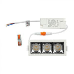 12W(960Lm) LED iebūvējams reflektora tipa kvadrāta formas gaismeklis, regulējams leņķis 36°, V-TAC SAMSUNG, IP20, garantija 5 gadi, neitrāli balta gaisma 4000K