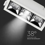12W(960Lm) LED iebūvējams reflektora tipa kvadrāta formas gaismeklis, regulējams leņķis 36°, V-TAC SAMSUNG, IP20, garantija 5 gadi, neitrāli balta gaisma 4000K