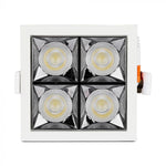 16W(1280Lm) LED infälld reflektorarmatur fyrkantig, justerbar vinkel 36°, V-TAC SAMSUNG, IP20, 5 års garanti, neutralvitt ljus 4000K